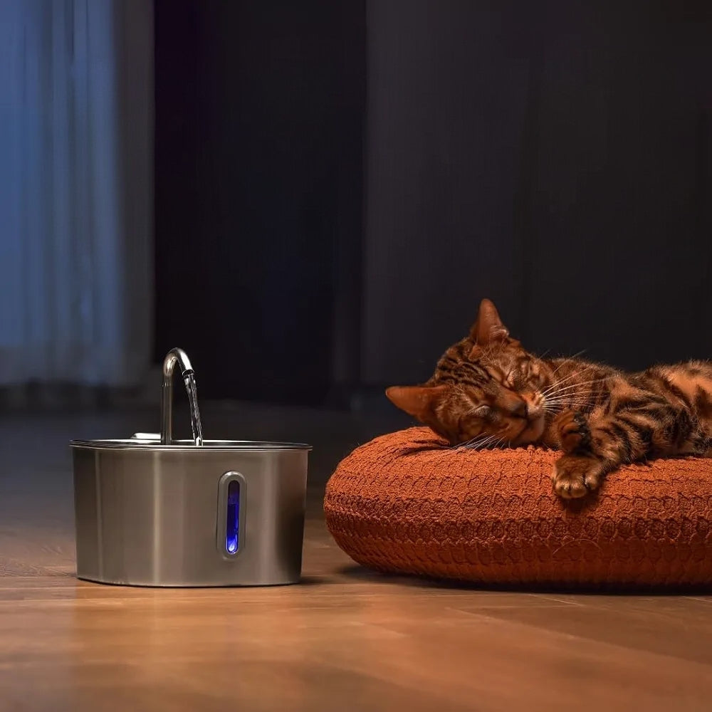 Stainless Steel Cat Water Fountain 2.2L